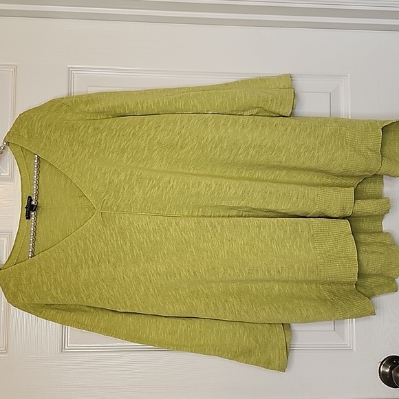 Eileen Fisher V Neck 3/4 Sleeve Green Organic Coton Linen Shirt 2X - Picture 5 of 9